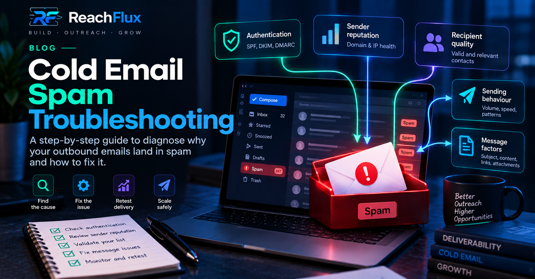 Cold email spam troubleshooting and outbound deliverability diagnosis