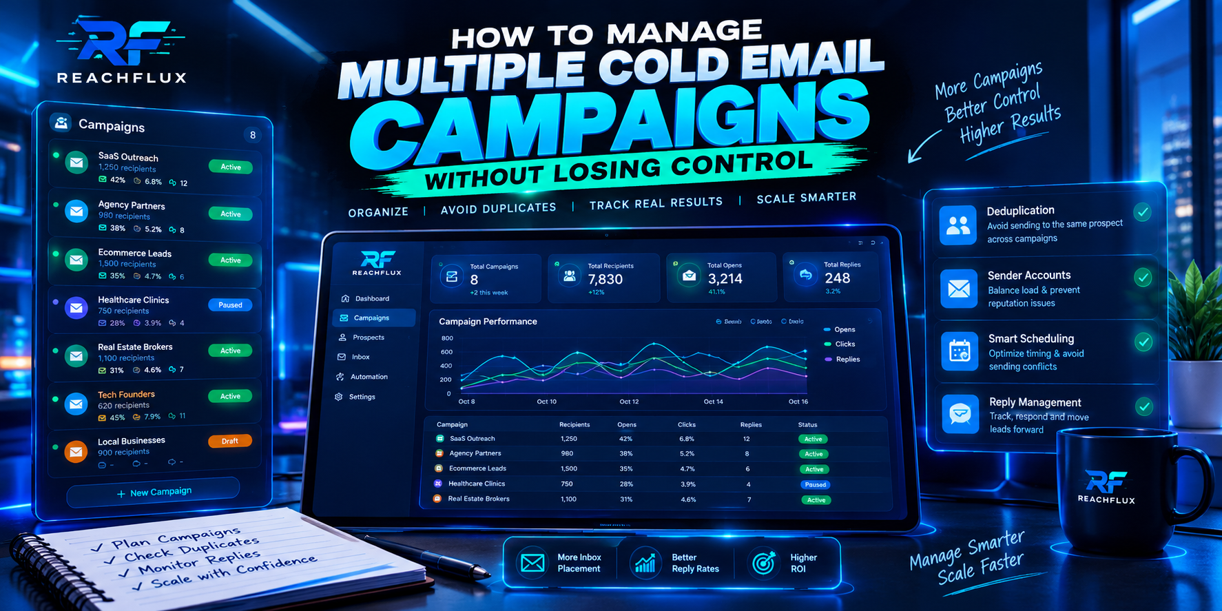 How to manage multiple cold email campaigns with a central campaign register, deduplicated prospects, sender health monitoring and reply workflows
